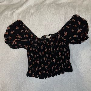 Cute black floral dainty top